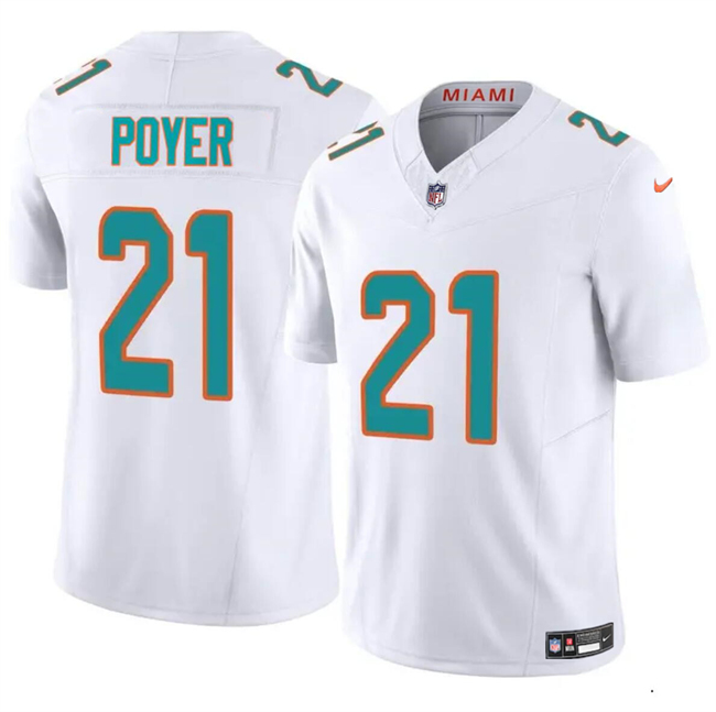 Youth Miami Dolphins #21 Jordan Poyer White 2024 F.U.S.E Vapor Limited Football Stitched Jersey